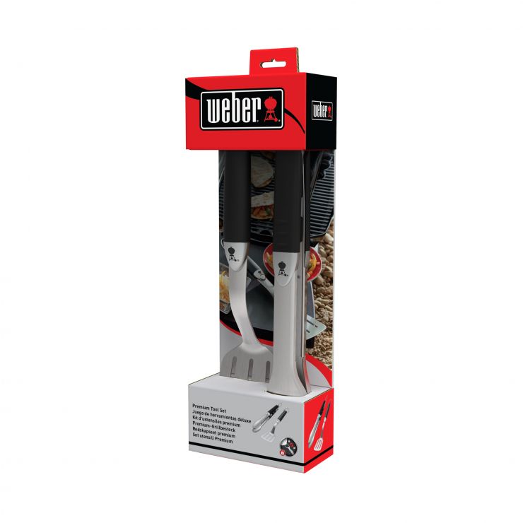 Weber Grillbesteck Kompakt, Edelstahl, schwarz